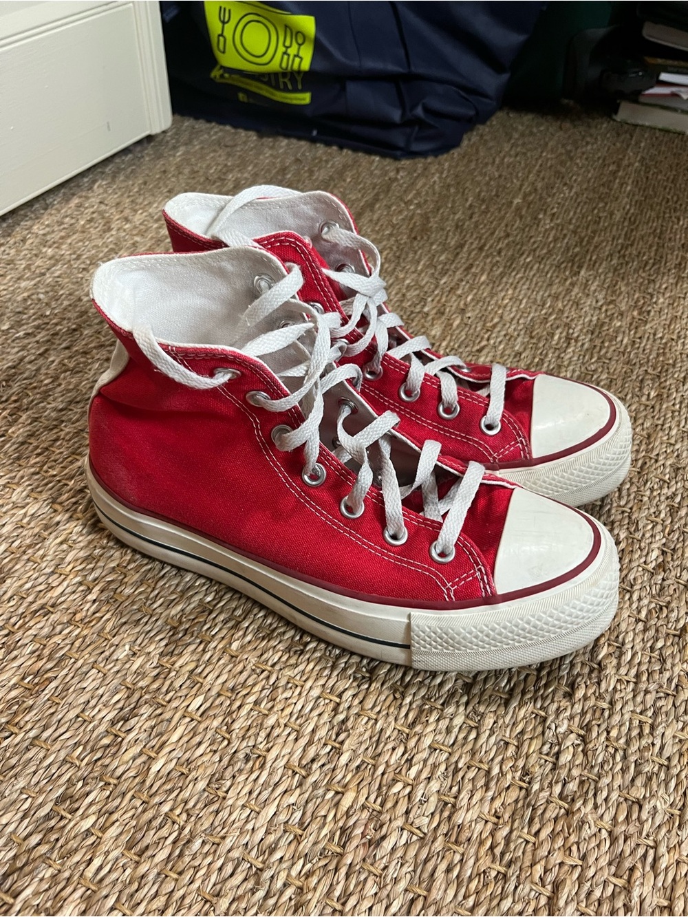 Converse Red High-Top Canvas Sneakers with White Accents